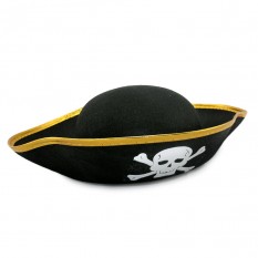 Шляпа детская Пирата фетр (черный с золотом)